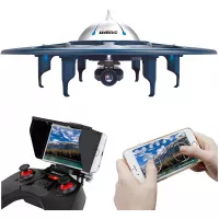 UDI RC U845 WiFi FPV UFO Drone with 720P HD Camera RC Quadcopter with One Key Take-off / Landing Gravity Induction Includes Bonus Battery