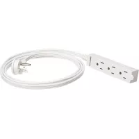 Amazon Basics Indoor 3 Prong Extension Power Cord Strip - Flat Plug, Grounded, 6 Foot, Pack of 2, White