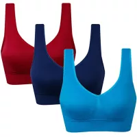 Vermilion Bird Women's 3 Pack Seamless Comfortable Sports Bra with Removable Pads