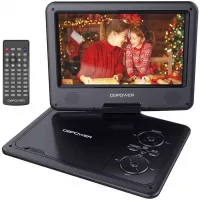 DBPOWER 11.5" Portable DVD Player, 5-Hour Built-in Rechargeable Battery, 9" Swivel Screen, Support CD/DVD/SD Card/USB, Remote Control, 1.8 Meter Car Charger and Power Adaptor (Black)