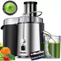 Mueller Austria Juicer Ultra 1100W Power, Easy Clean Extractor Press Centrifugal Juicing Machine, Wide 3" Feed Chute for Whole Fruit Vegetable, Anti-drip, High Quality, Large, Silver