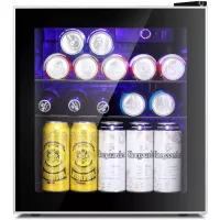 Antarctic Star Mini Fridge Cooler - 60 Can Beverage Refrigerator Glass Door for Beer Soda or Wine – Glass Door Small Drink Dispenser Machine Clear Front Removable for Home, Office or Bar, 1.6cu.ft