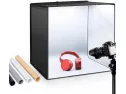 Esddi Photo Studio Light Box 20"/50cm Adjustable Brightness Portable Folding Hook & Loop Professional Booth Table Top Photography Lighting Kit 120 Led Lights 4 Colors Backdrops