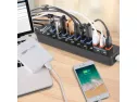 Apanage Powered Usb 3.0 Hub, 11 Ports Usb Hub Splitter (7 High Speed Data Transfer Ports + 4 Smart Charging Ports) With Individual On/off Switches And 48w Power Adapter For Mac Pro/mini, Pc, Hdd, Disk
