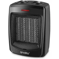 andily Space Heater Electric Heater for Home and Office Ceramic Small Heater with Thermostat, 750W/1500W