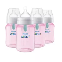 Philips Avent Anti-colic Baby Bottle with AirFree vent 9oz 4pk Pink, SCF404/44