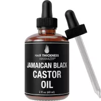 100% Organic Cold-Pressed Jamaican Black Castor Oil (2fl Oz) by Hair Thickness Maximizer. Pure Unrefined Oils for Thickening Hair, Eyelashes, Eyebrows. Avoid Hair Loss, Thinning Hair for Men and Women