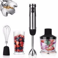 KOIOS Powerful 800W 4-in-1 Hand Immersion Blender 12 Speeds, Includes 304 Stainless Steel Stick Blender, 600ml Mixing Beaker, 500ml Food Processor, and Whisk Attachment, Multi-Purpose, BPA-Free
