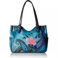 Anna by Anuschka Hand Painted Leather Women's Slouch Tote Bag