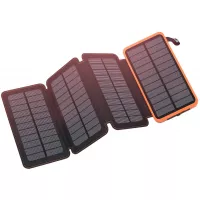 Solar Charger 25000mAh, FEELLE Solar Power Bank with 4 Solar Panels Outdoor Waterproof Solar Phone Chargers with Dual 2.1A USB Ports for Smart Phone, Tablets, Camera, etc.