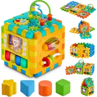 BABYSEATER Baby Activity Cube – 6-in-1 Multi-Assembly Activity Square for Babies 10m+ – BPA-Free Play Cube for Infants & Toddlers Teaches Cognitive & Motor Skills with Music, Shapes, Gears & More