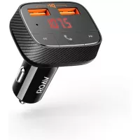 Anker Roav SmartCharge F0 Bluetooth FM Transmitter for Car, Audio Adapter and Receiver, Hands-Free Calling, MP3 Car Charger with 2 USB Ports, PowerIQ, and AUX Output (No Dedicated App)