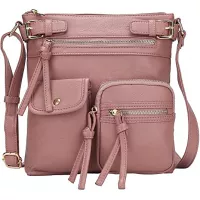 MKF Crossbody Bag for Women: PU Leather Tote Shoulder Bag, Soft Slouchy Handbag Purse, Lady Multi Pocket Pocketbook