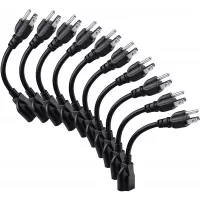 [UL Listed] Miady Short Power Extension Cord Outlet Saver, 16AWG/13A, 3 Prong (10 Pack, Black, 8 Inch)