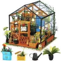 Rolife DIY Miniature Dollhouse Kit,Green House with Furniture and LED,Wooden Dollhouse Kit,Best Birthday and Valentine's Day Gift for Women and Girls