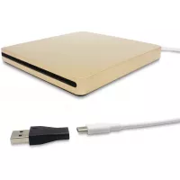 tengertang Type-C Super External Drive,USB Portable External DVD/CD Drive Burner/Reader/Rewriter for The Latest MacBook/MacBook Pro/ASUS/DELL Latitude with USB-C Port (Golden)