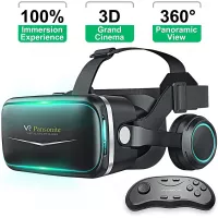 Pansonite Vr Headset with Remote Controller[New Version], 3D Glasses Virtual Reality Headset for VR Games & 3D Movies, Eye Care System for iPhone and Android Smartphones