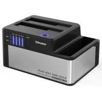 Oimaster Dual Bay Sata Hard Drive Docking Station, USB 3.0 Super Speed for 2.5 and 3.5 Sata HDD SSD, Duplicator Dock UASP Supported