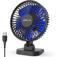 OPOLAR USB Desk Fan, Small but Mighty, Quiet Portable Fan for Desktop Office Table, 40° Adjustment for Better Cooling, 3 Speeds, 4.9 ft Cord