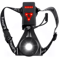 Zenoplige Night Running Lights, USB Rechargeable LED Chest Light with Safety Warning Lamp, Waterproof Running Gear for Runners Outdoor, Walking, Running, Camping, Jogging, Hiking