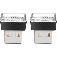 USB LED Atmosphere Lights Mini Car Interior Ambient Lighting Kit-Universal (White, 2 pcs)