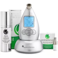 Microderm GLO Premium Skincare Bundle Includes Diamond Microdermabrasion System, 10mm Filters 100 pack, Peptide Complex Serum. Pore Vacuum Promotes Collagen Production for Tone, Bright & Clear Skin
