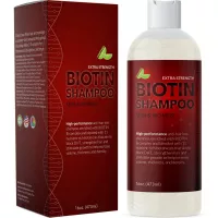 Biotin Extra Strength Volume Shampoo - Natural Biotin Shampoo for Thinning Hair Moisturizer for Men and Women - Biotin Coconut Oil Zinc Pyrithione Shampoo for Fine Hair and Dry Scalp Care