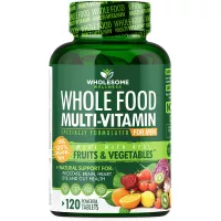 Whole Food Multivitamin for Men - Natural Multi Vitamins, Minerals, Organic Extracts - Vegan Vegetarian - Best for Daily Energy, Brain, Heart & Eye Health - 120 Tablets