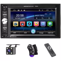 UNITOPSCI Car Multimedia Player - Double Din, Bluetooth Audio and Calling, 6.2 Inch LCD Touchscreen Monitor, MP5 Player, WMA, USB, SD, Auxiliary Input, FM Radio Receiver，Rear View Backup Camera