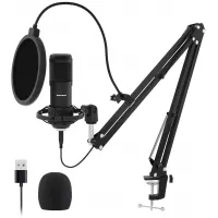 USB Streaming Podcast PC Microphone, SUDOTACK professional 192KHZ/24Bit Studio Cardioid Condenser Mic Kit with sound card Boom Arm Shock Mount Pop Filter, for Skype YouTuber Karaoke Gaming Recording