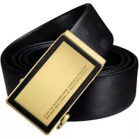 Barry.Wang Mens Ratchet Belt,Genuine Leather Belt with Automatic Buckle Alloy,Gift Set for Men