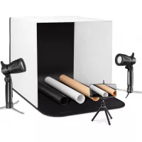 ESDDI Photo Light Box Photography 16"x16"/40x40cm Portable Table Top Lighting Shooting Tent Kit Foldable Cube with 2x20 Led Lights 3 Color Backdrop for Jewellery Product Advertising