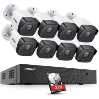 ANNKE H500 8CH PoE Security Camera System, 6MP H.265+ NVR, 8X 5MP Outdoor CCTV Bullet IP Cameras W/ 2T HDD, IP67 Weatherproof, 7/24 Protection, EXIR Night Vision, Motion Detection, Easy Remote Access