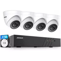 ANNKE 8CH 5MP H.265+ PoE NVR CCTV Camera System, 4X 5MP C500 Surveillance Outdoors Turret IP IP67 Cameras, EXIR Night Vision, Easy Remote Access, Motion Detection, 2TB HDD for 24/7 Recording