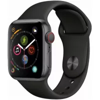 Apple Watch Series 4 (GPS + Cellular, 44MM) - Space Gray Aluminum Case with Black Sport Band (Renewed)