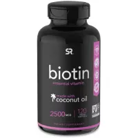 Biotin (2,500mcg) with Coconut Oil | Supports Healthy Hair, Skin & Nails in Biotin deficient Individuals | Non-GMO Verified & Vegan Certified (120 Veggie-Softgels)