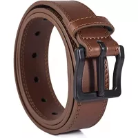 ITAY Metal Free Leather Belt - 34 mm - Hypoallergenic - Airport Friendly Nickel Free Strong New Buckle