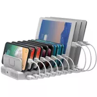 Unitek Phone Organizer and Charging Station for Multiple Devices, 10 Port USB Charging Station Dock with Adjustable Dividers and Smart IC