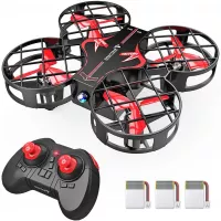 SNAPTAIN H823H Portable Mini Drone for Kids, RC Pocket Quadcopter with Altitude Hold, Headless Mode, 3D Flip, Speed Adjustment and 3 Batteries, Red