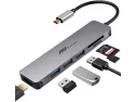 Usb C Hub Multiport Adapter - 7 In 1 Portable Space Aluminum Dongle With 4k Hdmi Output, 3 Usb 3.0 Ports, Sd/micro Sd Card Reader Compatible For Macbook Pro, Xps More Type C Devices