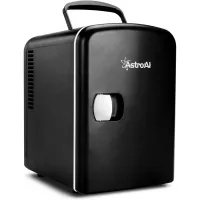 AstroAI Mini Fridge 4 Liter/6 Can AC/DC Portable Thermoelectric Cooler and Warmer for Skincare, Foods, Medications, Home and Travel (Black)