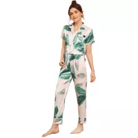 Milumia Women's Pajamas Set Button Down Sleepwear Short Sleeve Nightwear Pants Loungewear