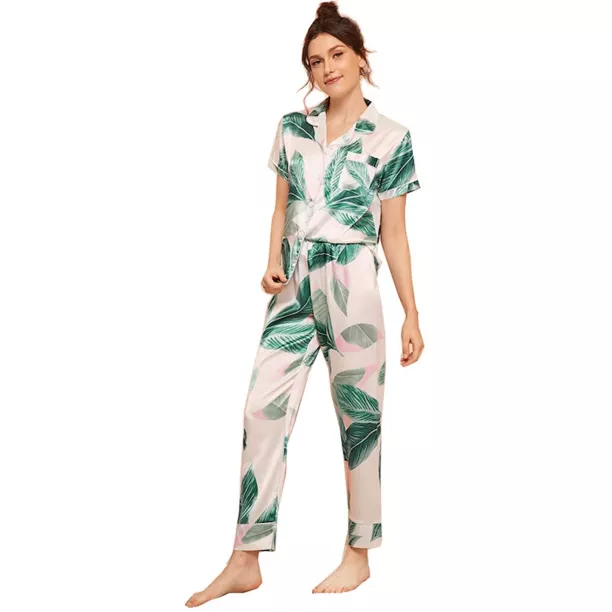 Milumia Women's Pajamas Set Button Down Sleepwear Short Sleeve Nightwe..