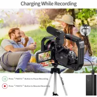 Camcorder 4k Video Camera, ORDRO HD 1080P 60FPS Vlog Camera IR Night Vision Video Recorder 3.1’’ IPS WiFi Camcorder with Microphone, LED Light, Wide-Angle Lens, Handheld Holder and Carrying Case