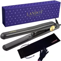 LANDOT 1 Inch Professional Hair Straightener Ceramic Flat Iron for Straightening Hair, Instant Heating, Straightens Curls with Adjustable Temp 140-465℉ Fit All Hair Types, Anti Frizz, Dual Voltage