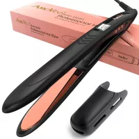 AmoVee Nano Titanium Flat Iron, Hair Straightener and Curler 2 in 1, Straightens & Curls with 11 Adjustable Temp Up to 450 Fahrenheit, Professional 1 Inch Flat Iron for All Hair Types, Black/Rose Gold