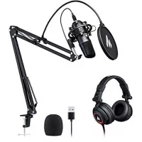 USB Microphone with Studio Headphone Set 192kHz/24 bit MAONO AU-A04H Vocal Condenser Cardioid Podcast Mic Compatible with Mac and Windows, YouTube, Gaming, Livestreaming, Voice Over