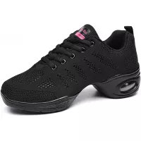 Women's Jazz Shoes Lace-up Sneakers - Breathable Air Cushion Lady Split Sole Athletic Walking Dance Shoes Platform