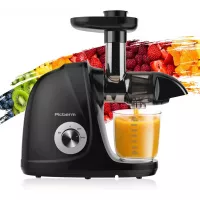 Juicer Machines, Picberm PB2110A Slow Masticating Juicer Extractor with Quiet Motor Easy to Clean, BPA-Free Anti-clogging Cold Press Juicer with Brush, Recipes for Fruits and Vegetables, Black