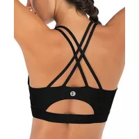 RUNNING GIRL Strappy Sports Bra for Women, Sexy Crisscross Back Medium Support Yoga Bra with Removable Cups